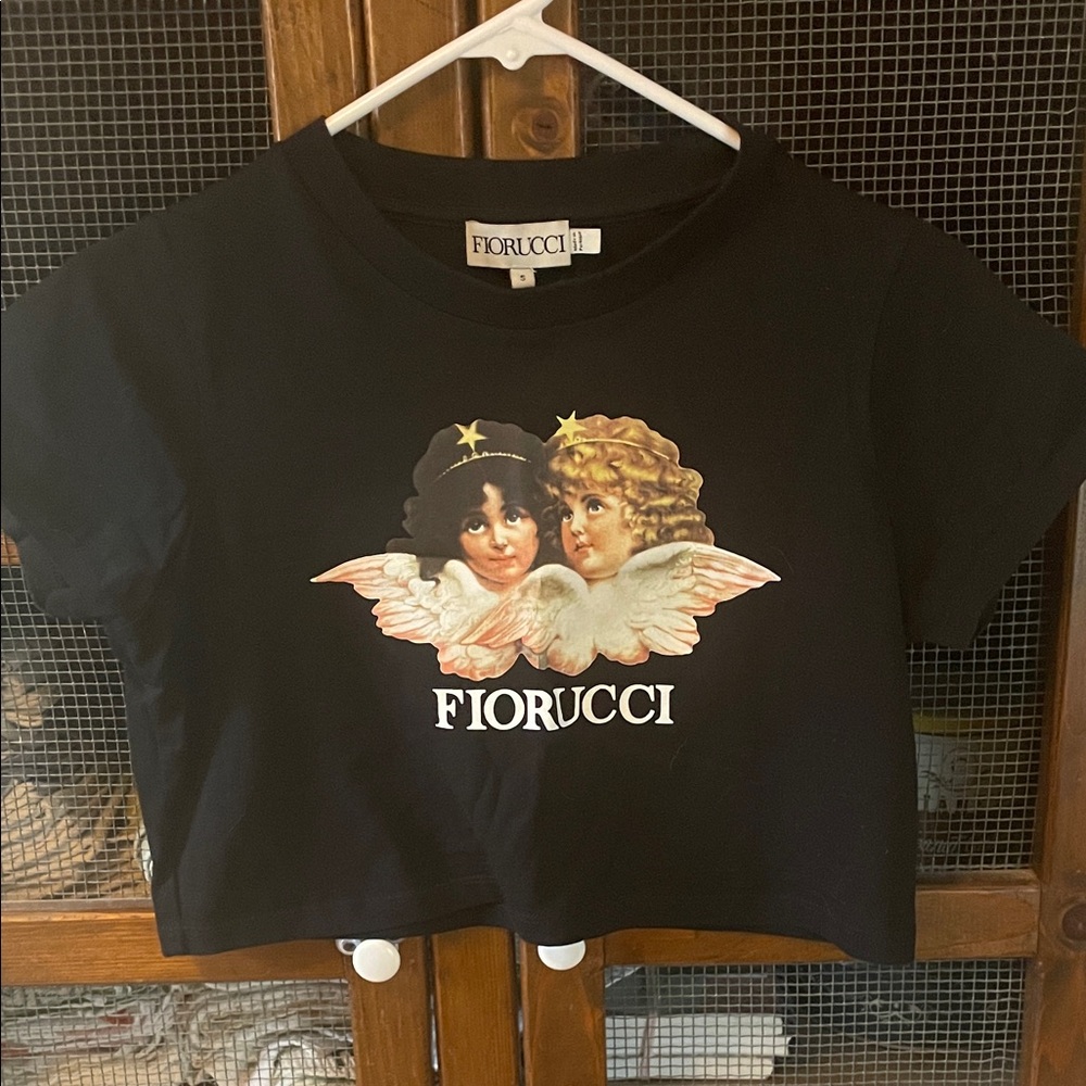 Fiorucci Cropped Tee Angels Small Black